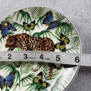 Jungle leopard and butterfly tea cup and saucer #leopard #tropical